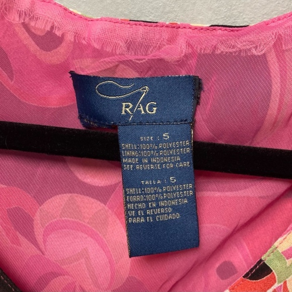 Rag Y2K Pink Psychedelic Paisley Handkerchief Hem Midi Dress Size 5 Sleeveless - Picture 4 of 4